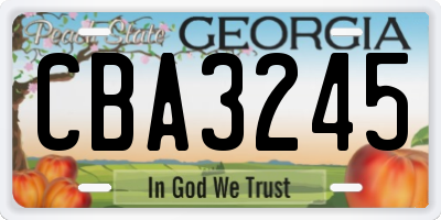 GA license plate CBA3245