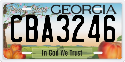 GA license plate CBA3246