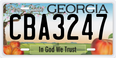 GA license plate CBA3247