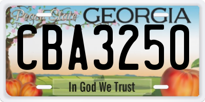 GA license plate CBA3250