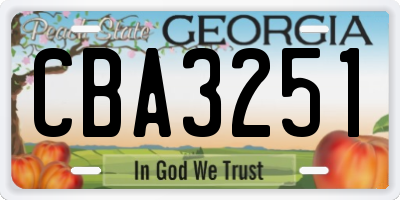 GA license plate CBA3251