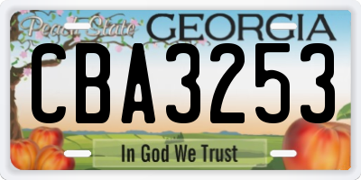 GA license plate CBA3253