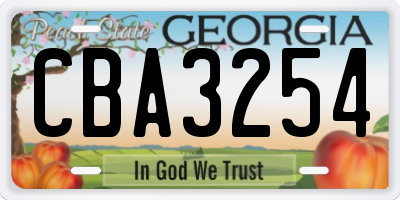 GA license plate CBA3254