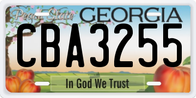 GA license plate CBA3255