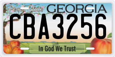 GA license plate CBA3256
