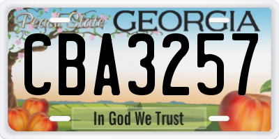 GA license plate CBA3257