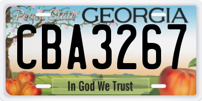 GA license plate CBA3267