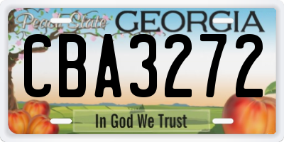 GA license plate CBA3272