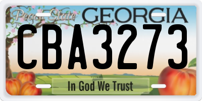 GA license plate CBA3273