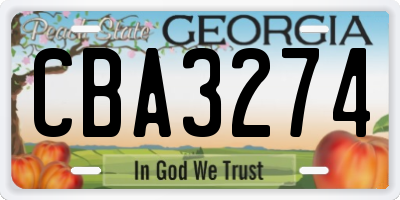 GA license plate CBA3274