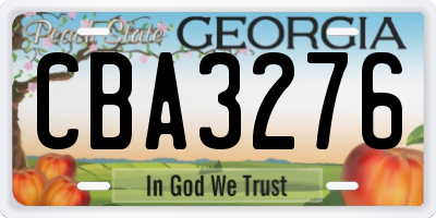 GA license plate CBA3276