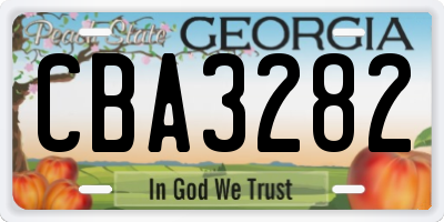 GA license plate CBA3282