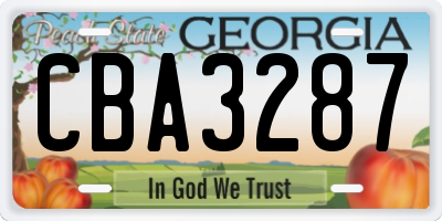 GA license plate CBA3287