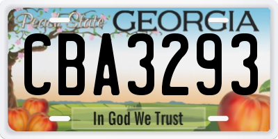 GA license plate CBA3293