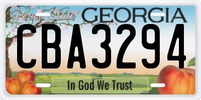 GA license plate CBA3294