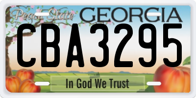 GA license plate CBA3295