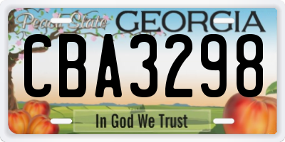 GA license plate CBA3298