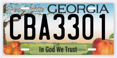 GA license plate CBA3301