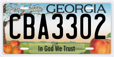 GA license plate CBA3302