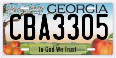 GA license plate CBA3305