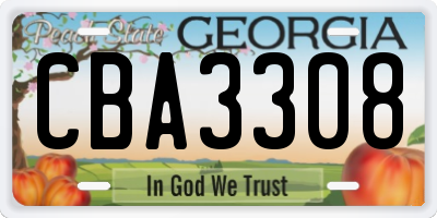 GA license plate CBA3308