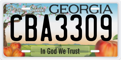 GA license plate CBA3309