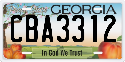 GA license plate CBA3312