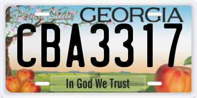 GA license plate CBA3317