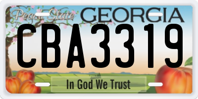 GA license plate CBA3319