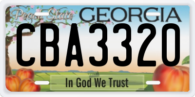 GA license plate CBA3320