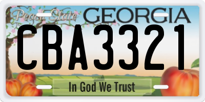 GA license plate CBA3321