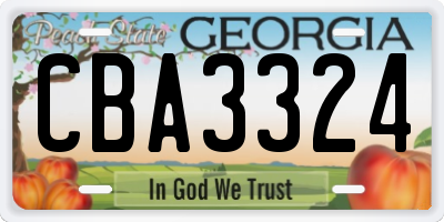 GA license plate CBA3324