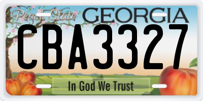 GA license plate CBA3327