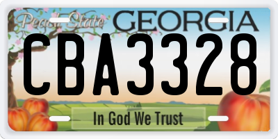 GA license plate CBA3328
