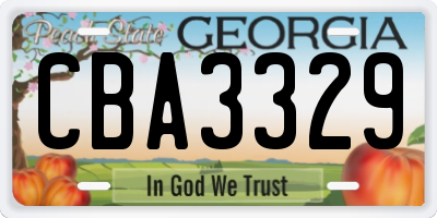 GA license plate CBA3329