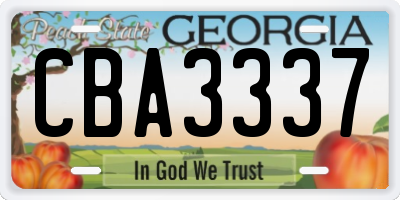GA license plate CBA3337