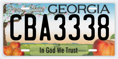 GA license plate CBA3338