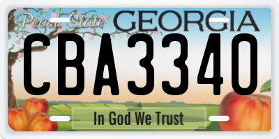GA license plate CBA3340