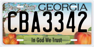 GA license plate CBA3342