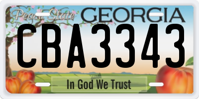 GA license plate CBA3343