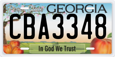 GA license plate CBA3348