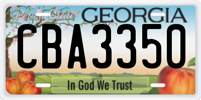 GA license plate CBA3350