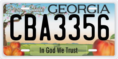 GA license plate CBA3356