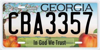 GA license plate CBA3357