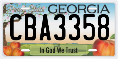 GA license plate CBA3358