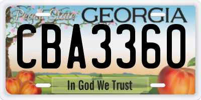 GA license plate CBA3360