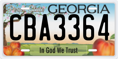 GA license plate CBA3364