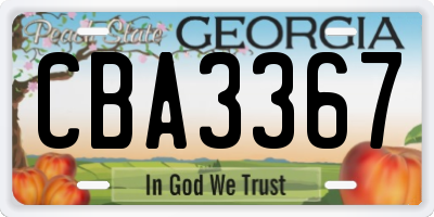 GA license plate CBA3367
