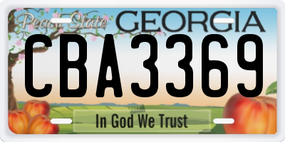 GA license plate CBA3369