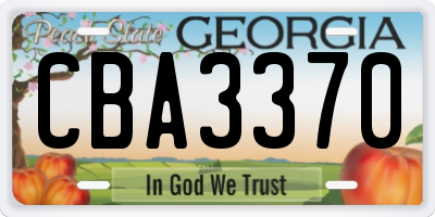 GA license plate CBA3370